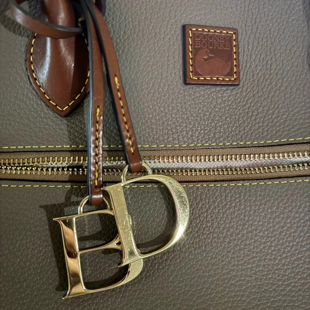 Dooney & Bourke pebble grain Taupe and Brown Leather Tote - Picture 2 of 8